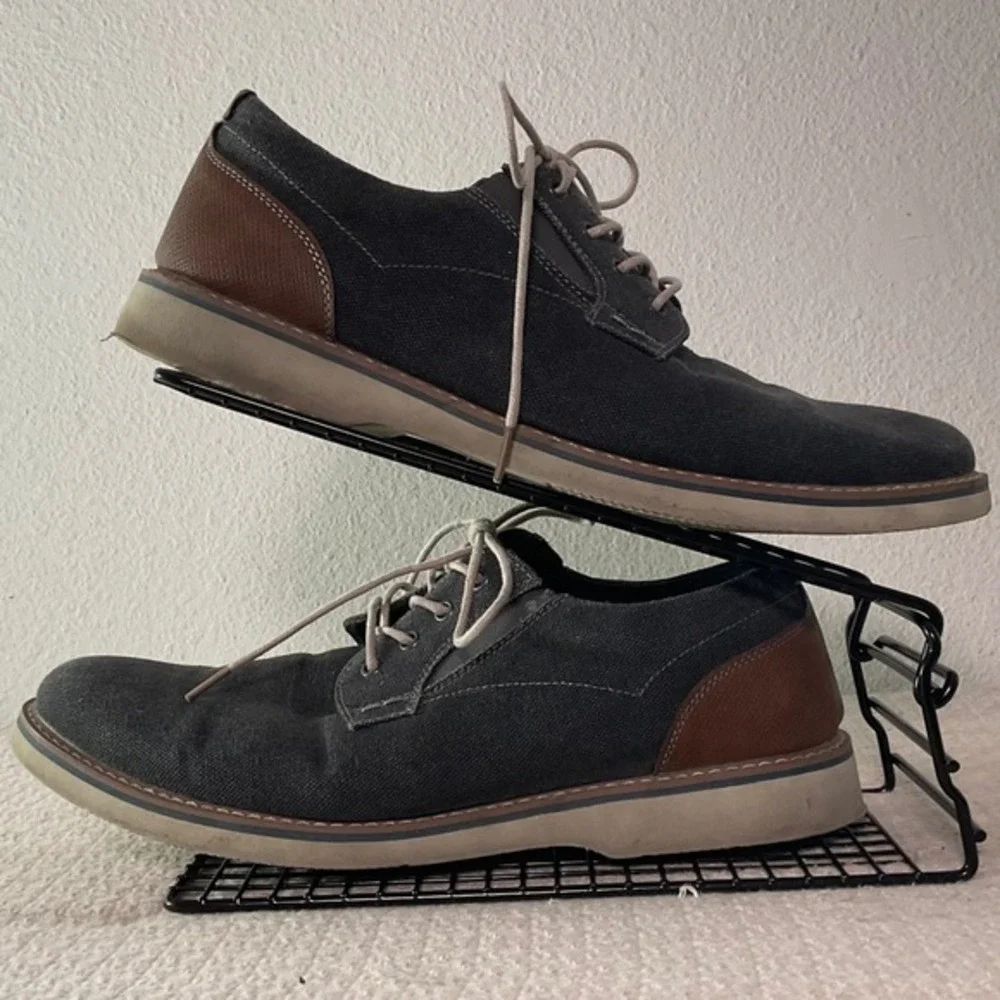 Nunn Bush Mens 11M Charcoal Gray Canvas Comfort Gel Oxford‎ Shoes 84856-025